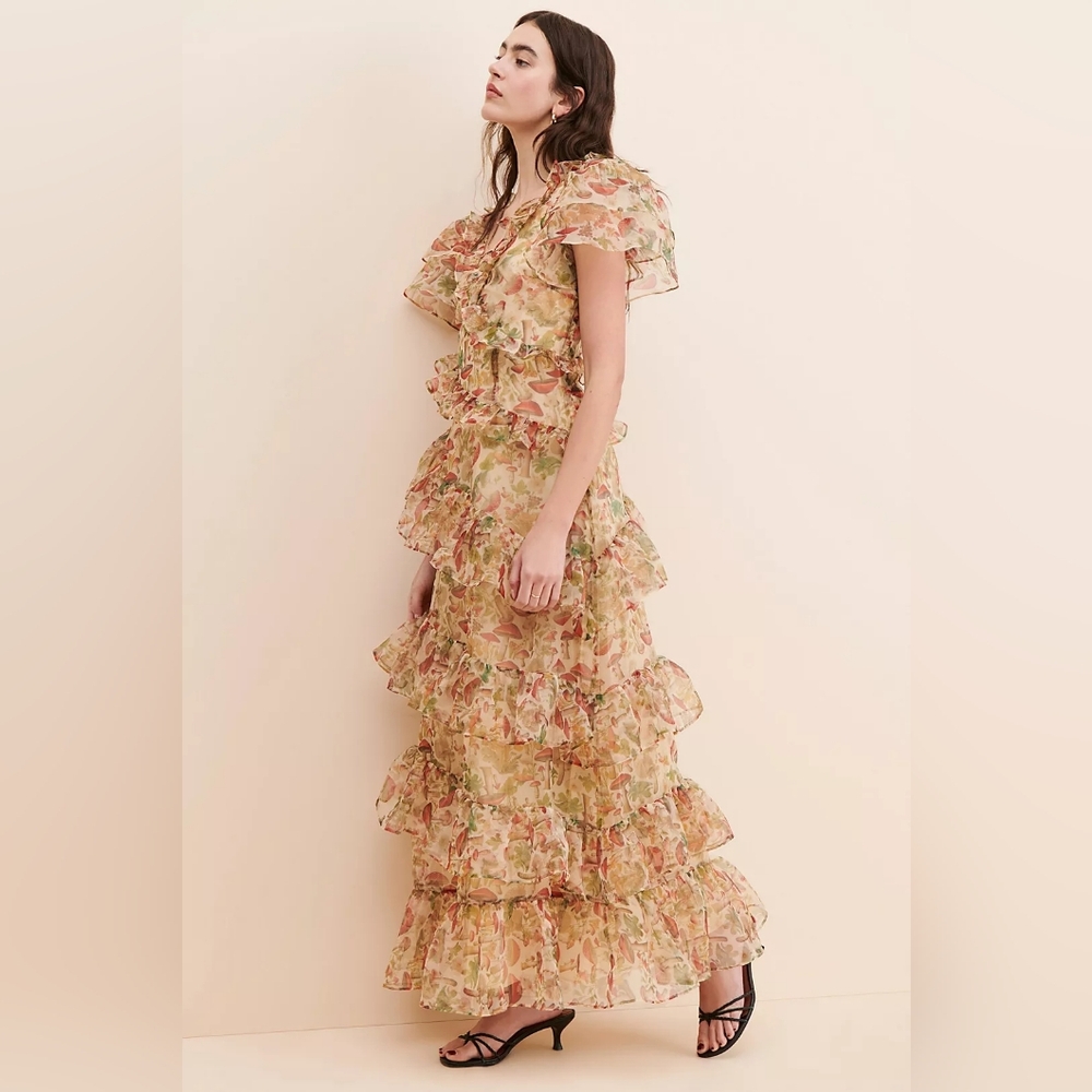 Selkie The Elfin Multicolor Ruffle Maxi Dress